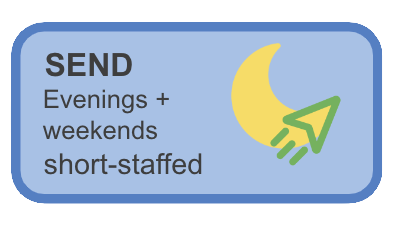 a button that says send evenings + weekends short-staffed